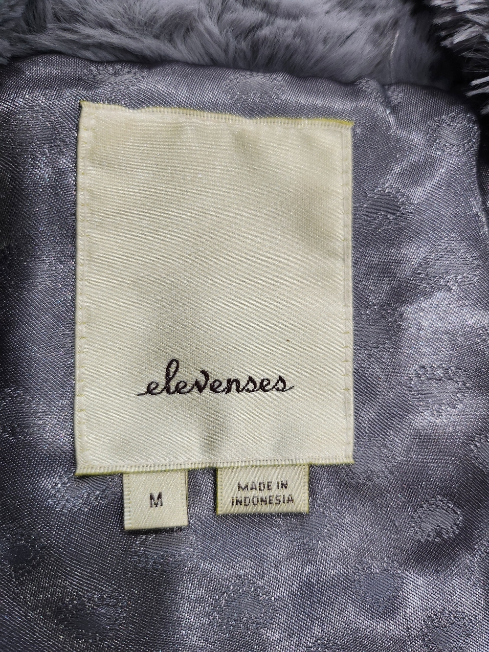Anthropologie Elevenses Blue Gray Faux Fur Zip Up Teddy Jacket Plush Medium - Picture 9 of 14